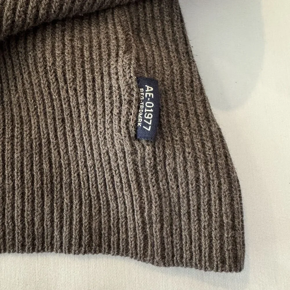 American Eagle Outfitters Sweater Men’s L Brown 1/4 Zip Stretch Slim Fit Cotton